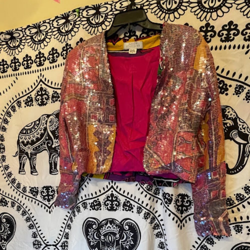 Women's Sequined Crop Sandy Starkman Blazer- Career Wear